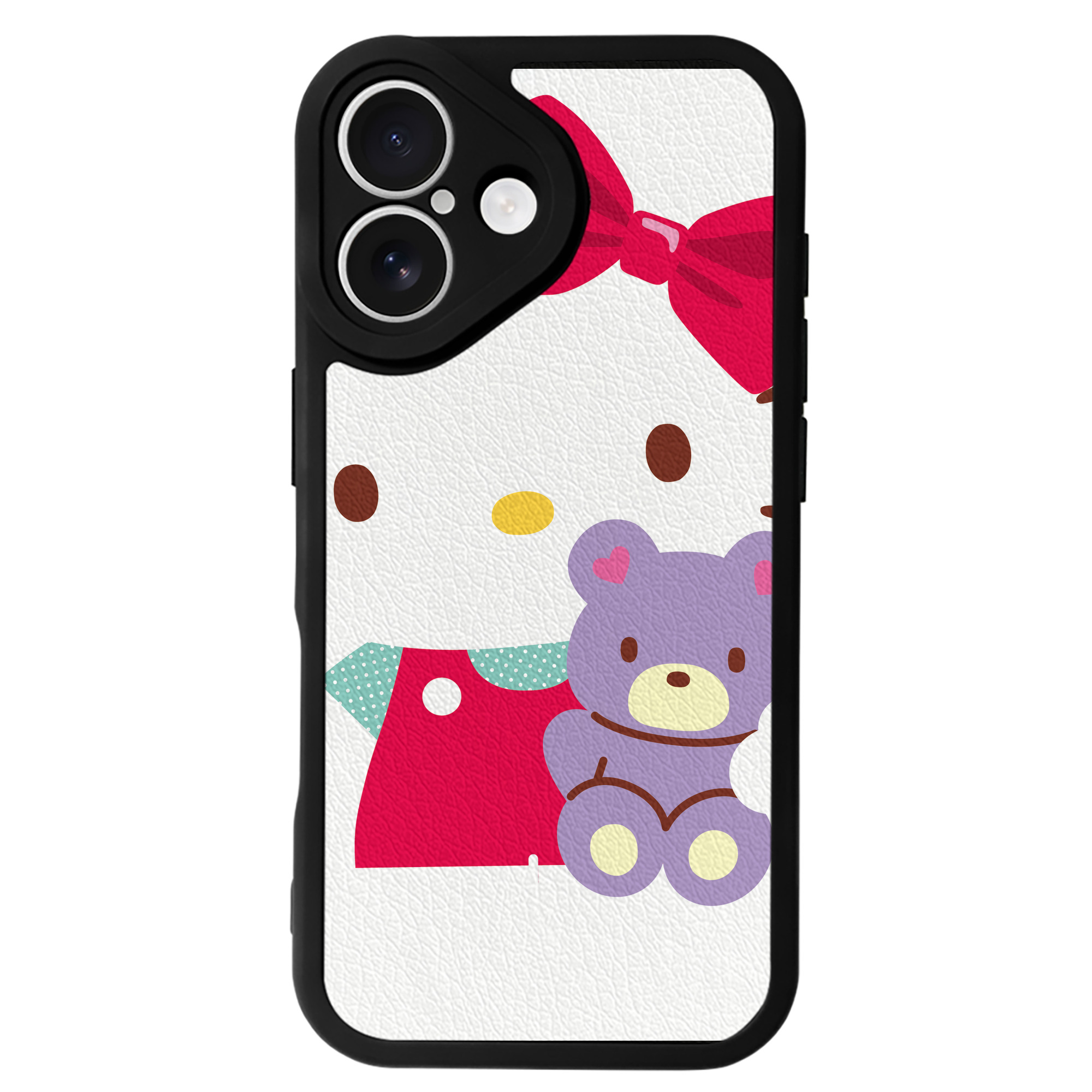 （画像用） Hello Kitty ハローキティ 【iPhone 16シリーズ対応】シリコンスマホケース（レザー調） 材質：シリコン